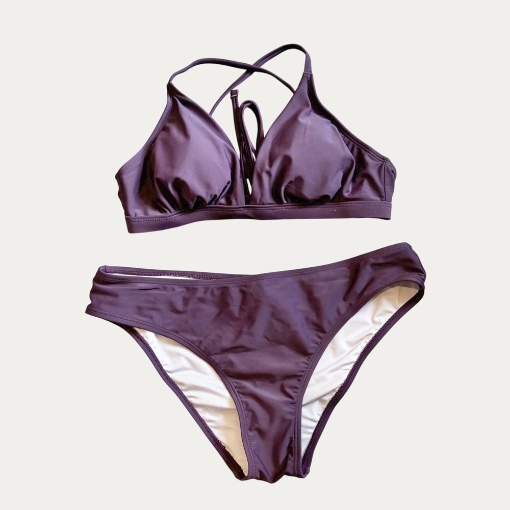 Cupshe Women Bikini Set M Purple Synthetic Strappy Criss Cross DAA12C3M021YY